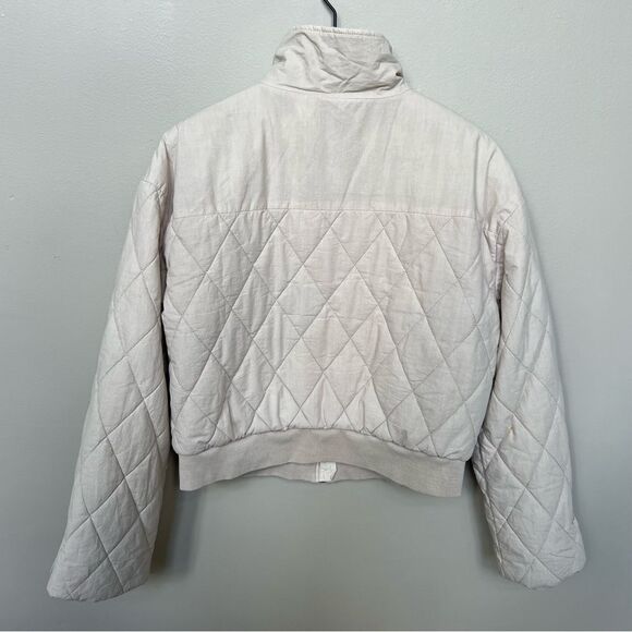 YFB Young Fabulous & Broke Cream Quilted Puffer Jacket Cropped Coat Size Small - Picture 5 of 9